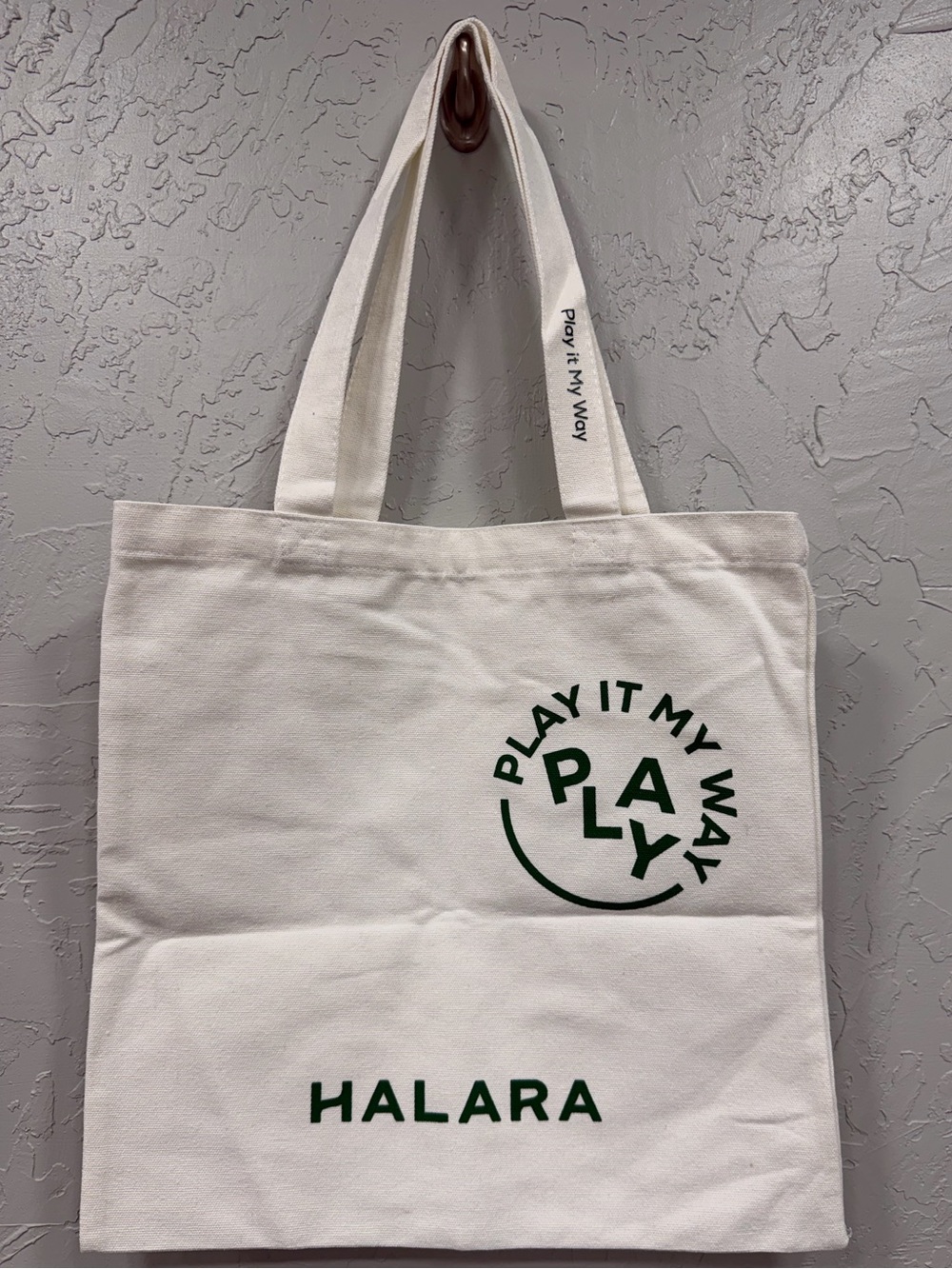 Halara Canvas Tote Bag Play It My Way Cream Reusable Everyday Bag NWOT